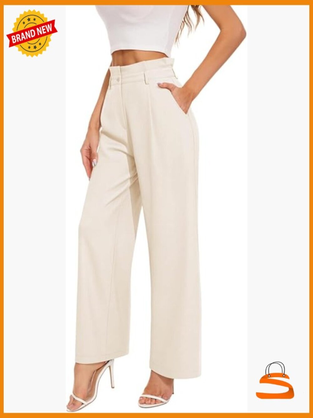 Wide Leg Dress Pants High Waisted Business Casual Work Trousers with Pockets